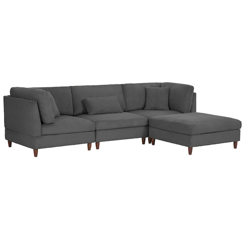Ensemble de canapé modulaire en velours côtelé avec ottoman
