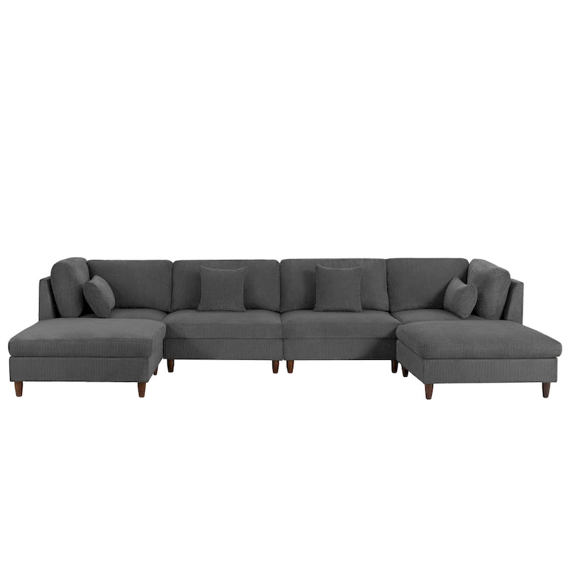 Ensemble de canapé modulaire en velours côtelé avec ottoman