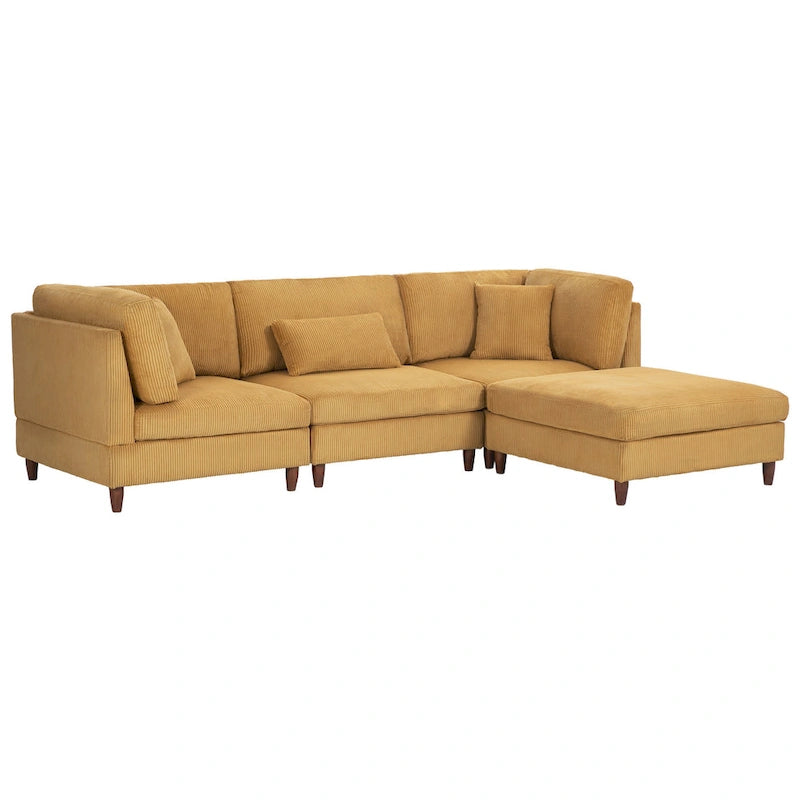 Ensemble de canapé modulaire en velours côtelé avec ottoman