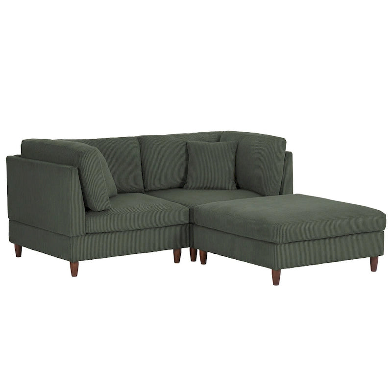 Ensemble de canapé modulaire en velours côtelé avec ottoman