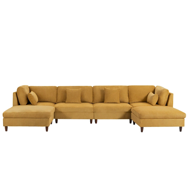 Ensemble de canapé modulaire en velours côtelé avec ottoman