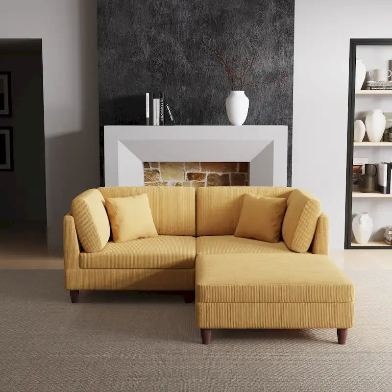 Ensemble de canapé modulaire en velours côtelé avec ottoman