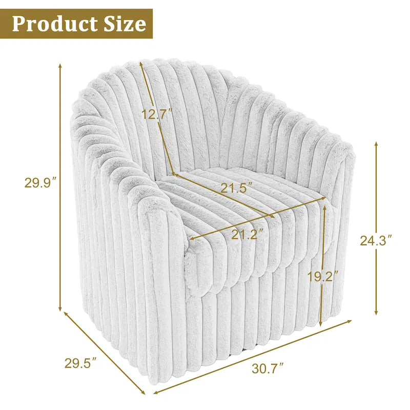 Fauteuil d'appoint pivotant en fausse fourrure 30,7W