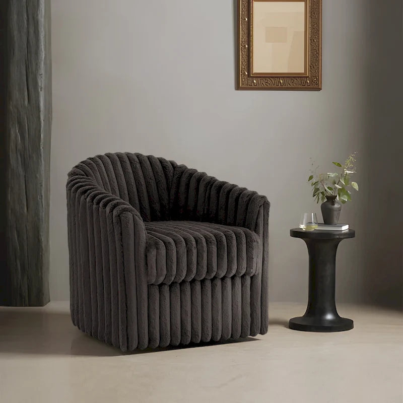 Fauteuil d'appoint pivotant en fausse fourrure 30,7W
