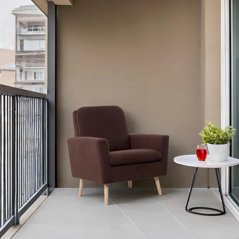 Chaise d'appoint moderne du milieu du siècle avec accoudoirs et cadre en bois durable pour salon ou coin lecture