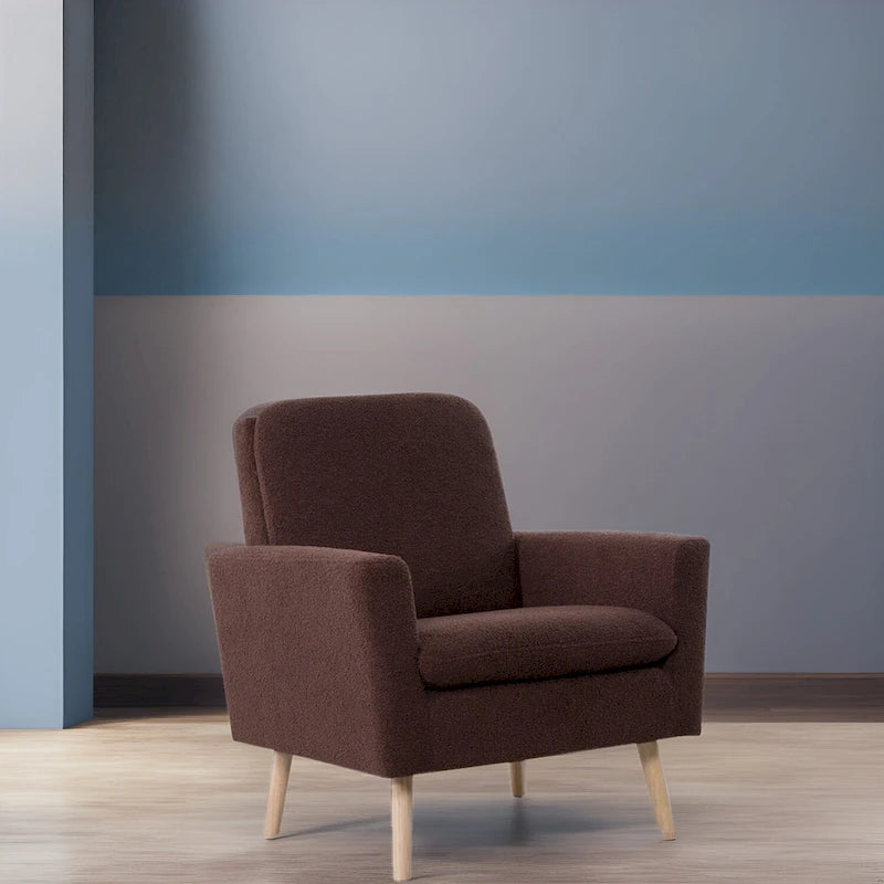Chaise d'appoint moderne du milieu du siècle avec accoudoirs et cadre en bois durable pour salon ou coin lecture