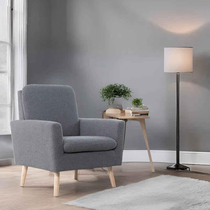 Chaise d'appoint moderne du milieu du siècle avec accoudoirs et cadre en bois durable pour salon ou coin lecture
