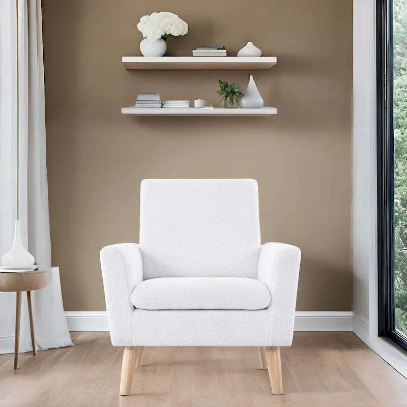 Chaise d'appoint moderne du milieu du siècle avec accoudoirs et cadre en bois durable pour salon ou coin lecture