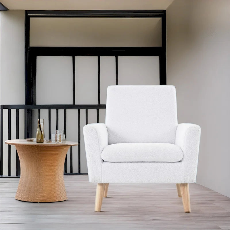 Chaise d'appoint moderne du milieu du siècle avec accoudoirs et cadre en bois durable pour salon ou coin lecture