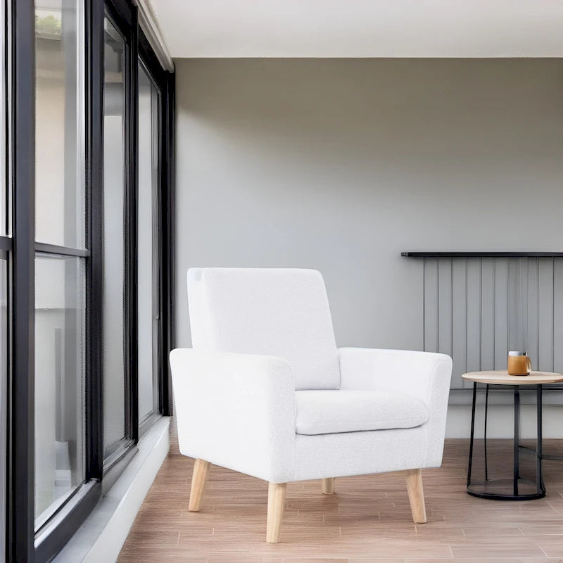 Chaise d'appoint moderne du milieu du siècle avec accoudoirs et cadre en bois durable pour salon ou coin lecture