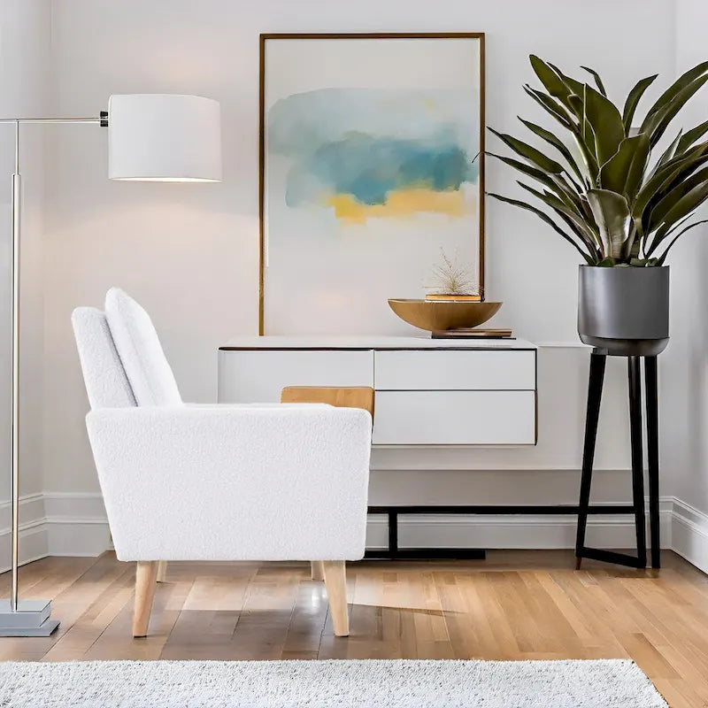 Chaise d'appoint moderne du milieu du siècle avec accoudoirs et cadre en bois durable pour salon ou coin lecture