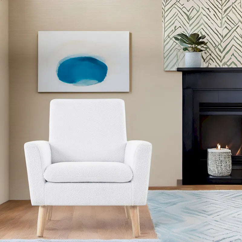 Chaise d'appoint moderne du milieu du siècle avec accoudoirs et cadre en bois durable pour salon ou coin lecture
