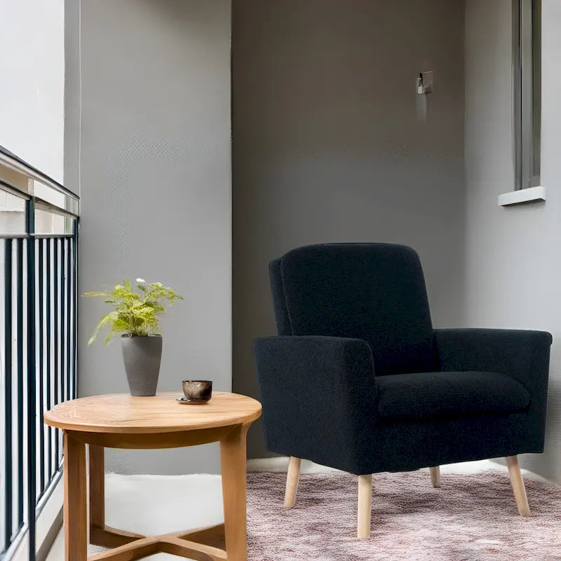 Chaise d'appoint moderne du milieu du siècle avec accoudoirs et cadre en bois durable pour salon ou coin lecture