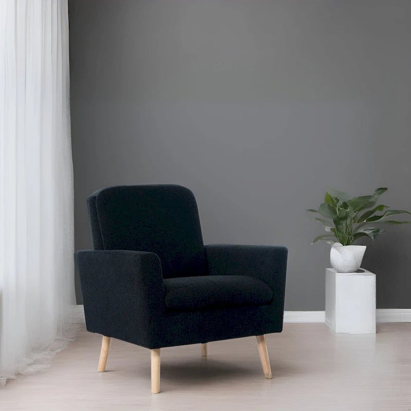 Chaise d'appoint moderne du milieu du siècle avec accoudoirs et cadre en bois durable pour salon ou coin lecture