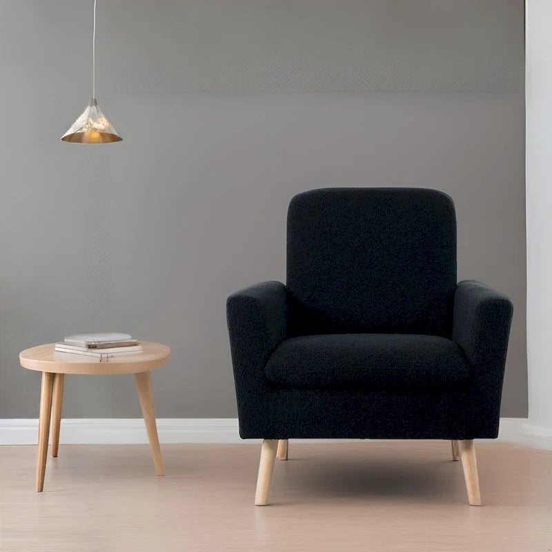 Chaise d'appoint moderne du milieu du siècle avec accoudoirs et cadre en bois durable pour salon ou coin lecture