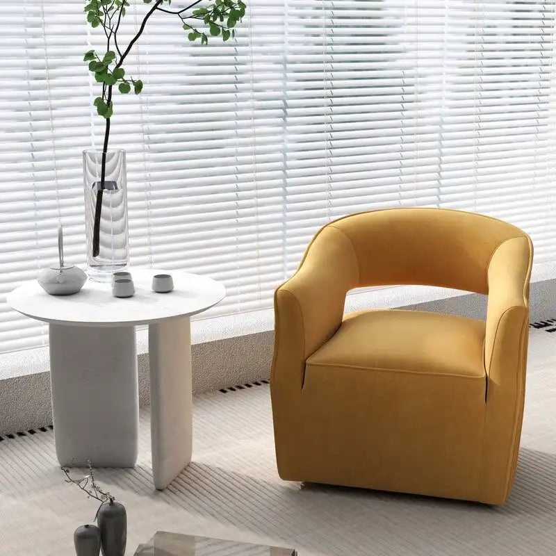 Fauteuil d'appoint pivotant à 360 degrés en velours SEYNAR Modern Glam à dossier ouvert