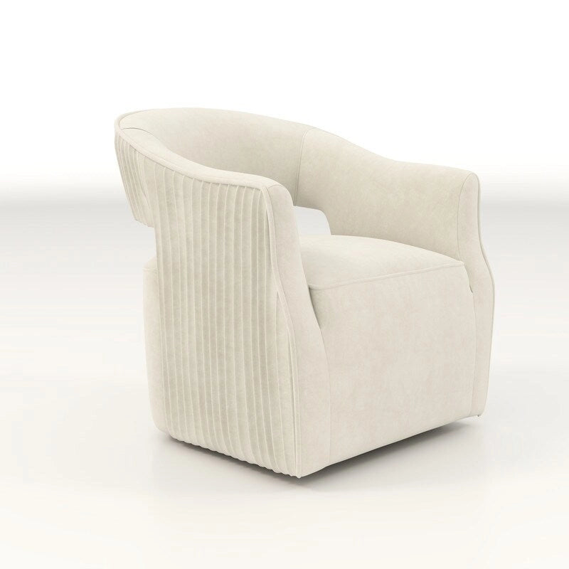 Fauteuil d'appoint pivotant à 360 degrés en velours SEYNAR Modern Glam à dossier ouvert