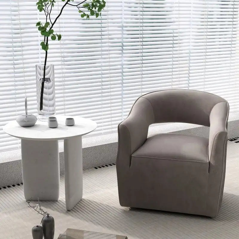 Fauteuil d'appoint pivotant à 360 degrés en velours SEYNAR Modern Glam à dossier ouvert