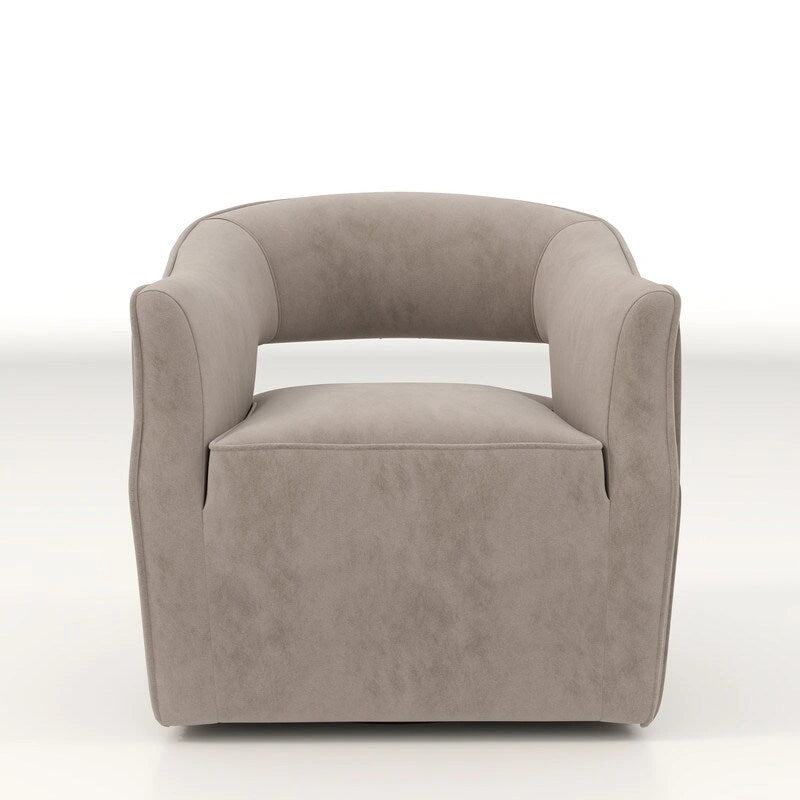 Fauteuil d'appoint pivotant à 360 degrés en velours SEYNAR Modern Glam à dossier ouvert