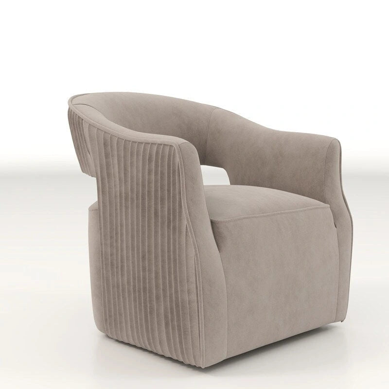 Fauteuil d'appoint pivotant à 360 degrés en velours SEYNAR Modern Glam à dossier ouvert