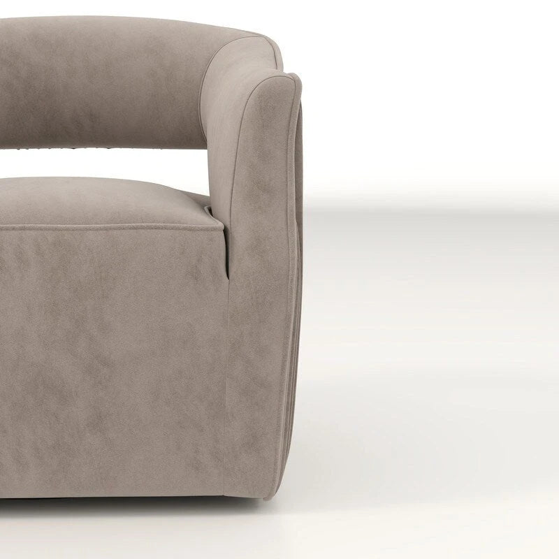 Fauteuil d'appoint pivotant à 360 degrés en velours SEYNAR Modern Glam à dossier ouvert