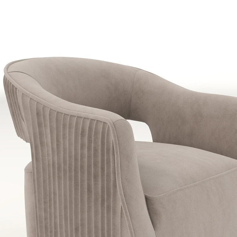 Fauteuil d'appoint pivotant à 360 degrés en velours SEYNAR Modern Glam à dossier ouvert