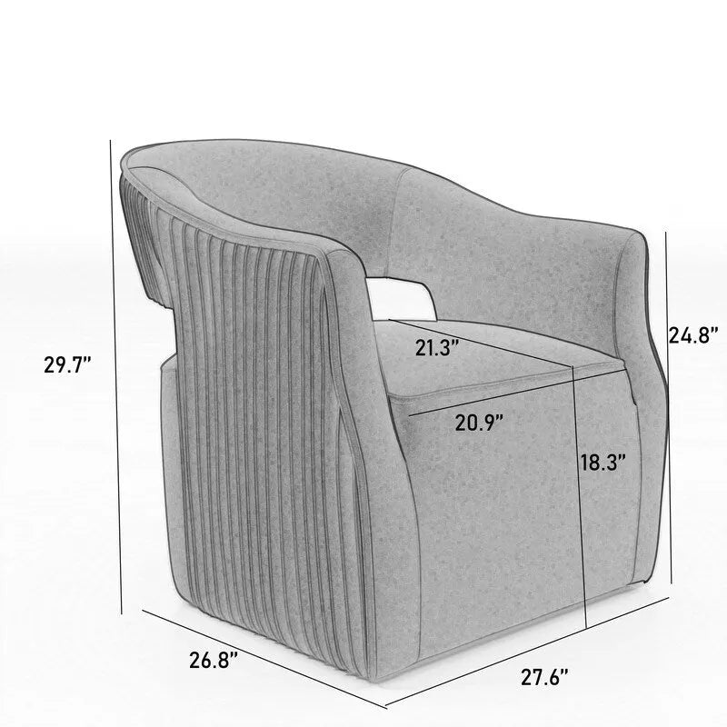 Fauteuil d'appoint pivotant à 360 degrés en velours SEYNAR Modern Glam à dossier ouvert