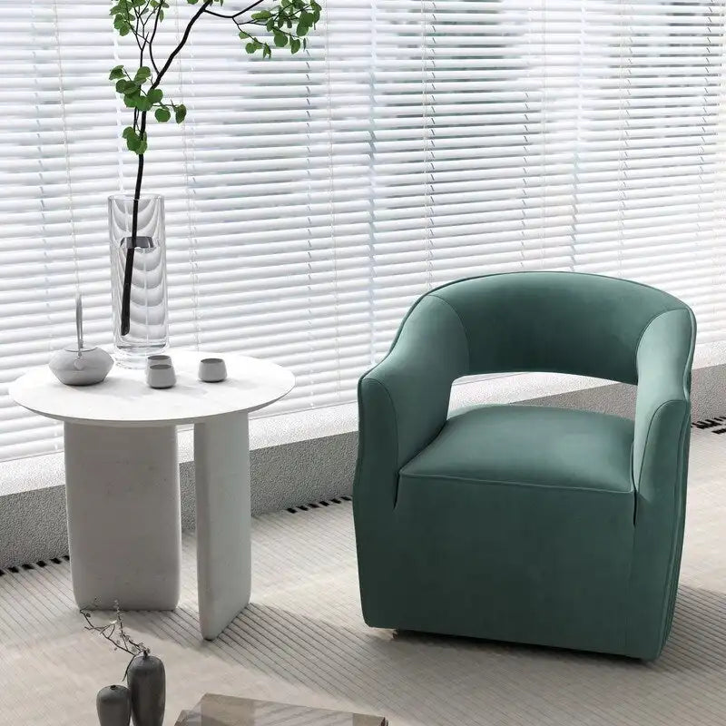 Fauteuil d'appoint pivotant à 360 degrés en velours SEYNAR Modern Glam à dossier ouvert