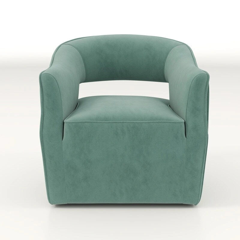 Fauteuil d'appoint pivotant à 360 degrés en velours SEYNAR Modern Glam à dossier ouvert