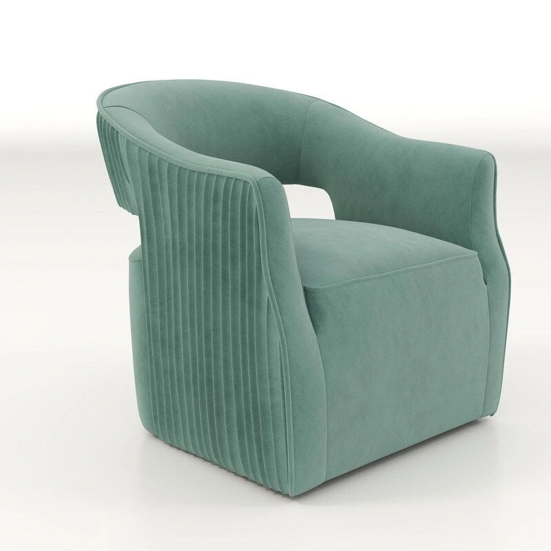 Fauteuil d'appoint pivotant à 360 degrés en velours SEYNAR Modern Glam à dossier ouvert