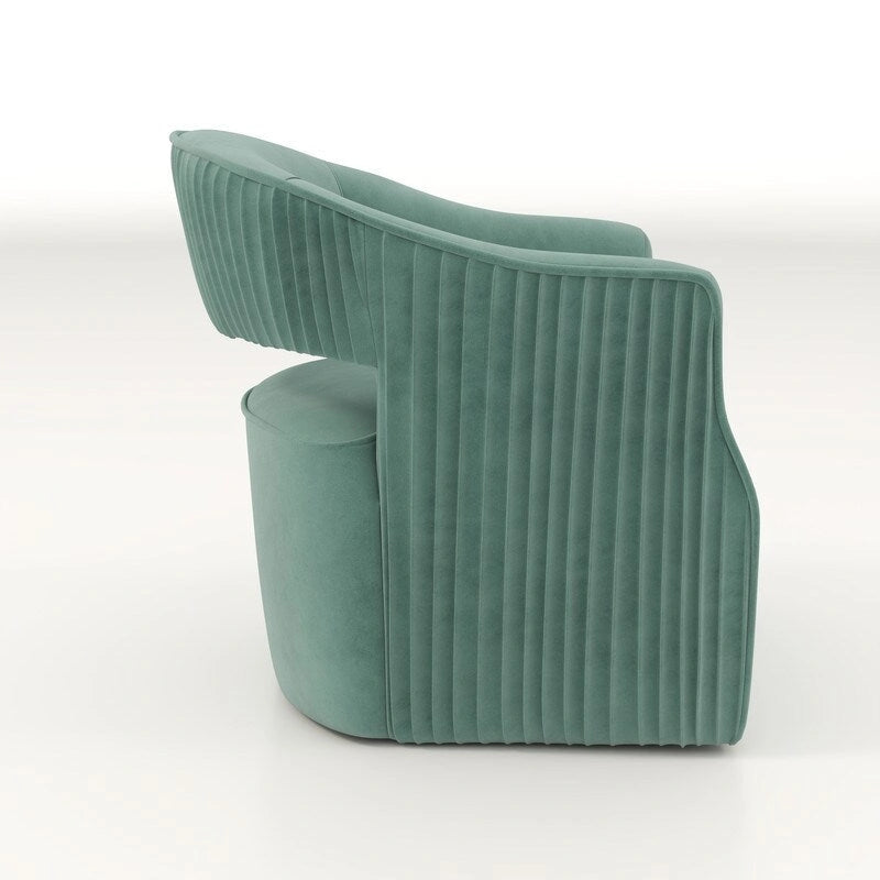 Fauteuil d'appoint pivotant à 360 degrés en velours SEYNAR Modern Glam à dossier ouvert