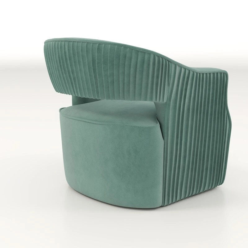 Fauteuil d'appoint pivotant à 360 degrés en velours SEYNAR Modern Glam à dossier ouvert