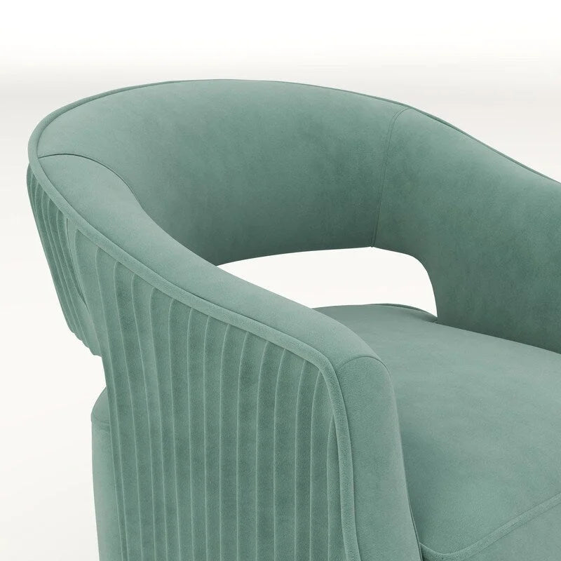 Fauteuil d'appoint pivotant à 360 degrés en velours SEYNAR Modern Glam à dossier ouvert