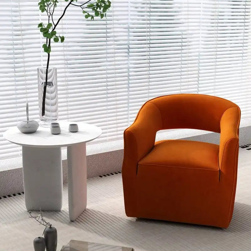 Fauteuil d'appoint pivotant à 360 degrés en velours SEYNAR Modern Glam à dossier ouvert