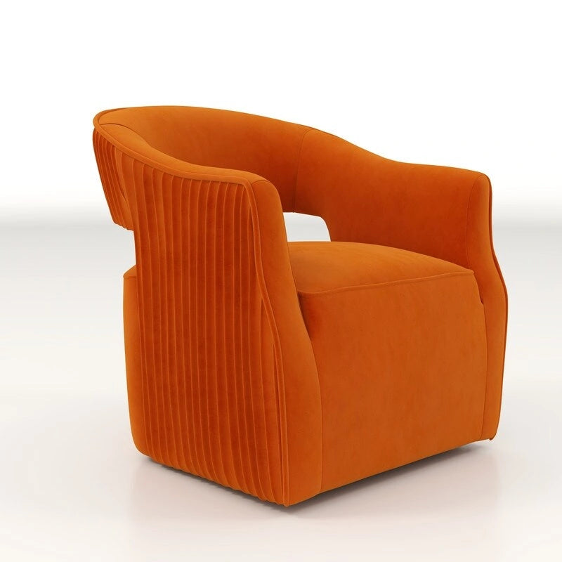 Fauteuil d'appoint pivotant à 360 degrés en velours SEYNAR Modern Glam à dossier ouvert