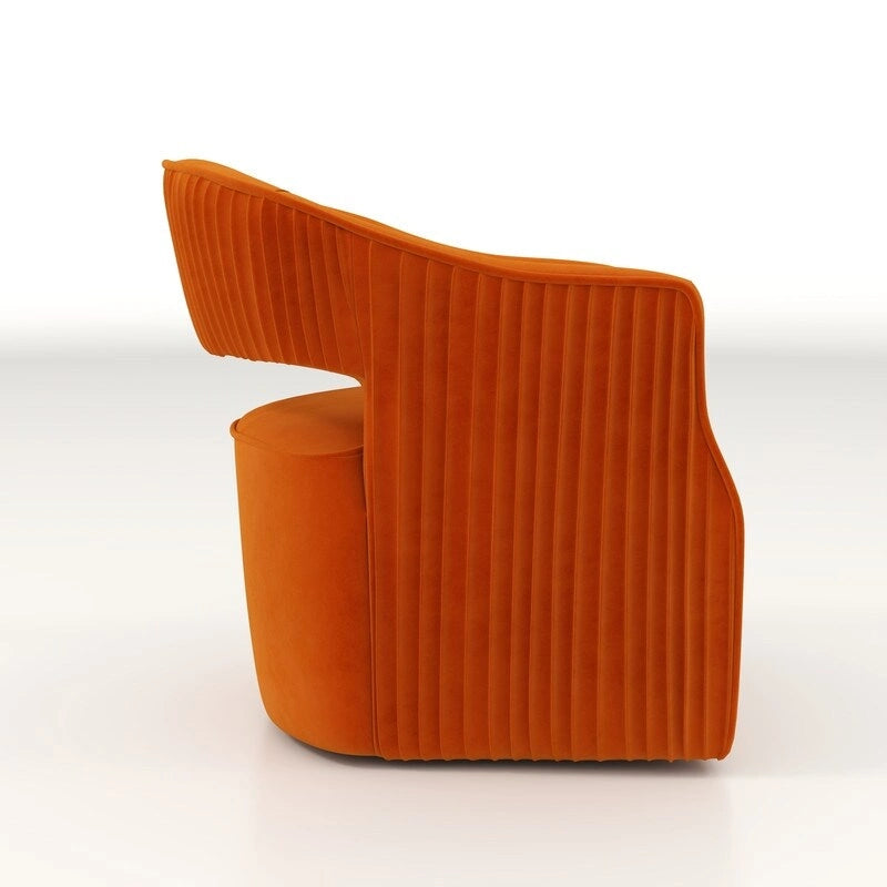 Fauteuil d'appoint pivotant à 360 degrés en velours SEYNAR Modern Glam à dossier ouvert