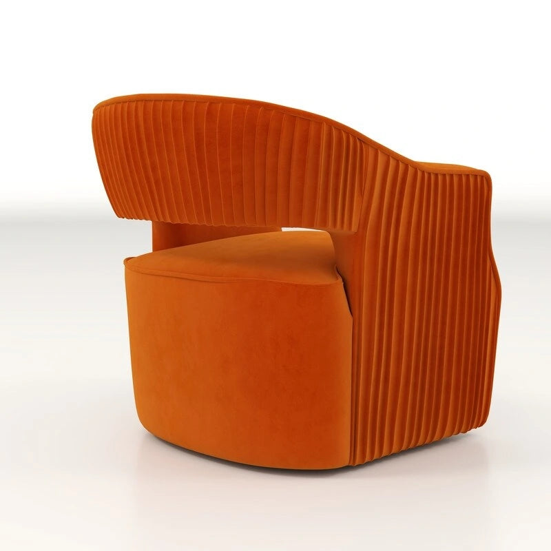 Fauteuil d'appoint pivotant à 360 degrés en velours SEYNAR Modern Glam à dossier ouvert