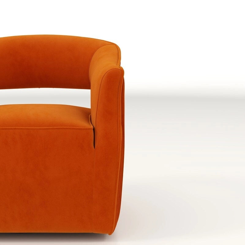 Fauteuil d'appoint pivotant à 360 degrés en velours SEYNAR Modern Glam à dossier ouvert