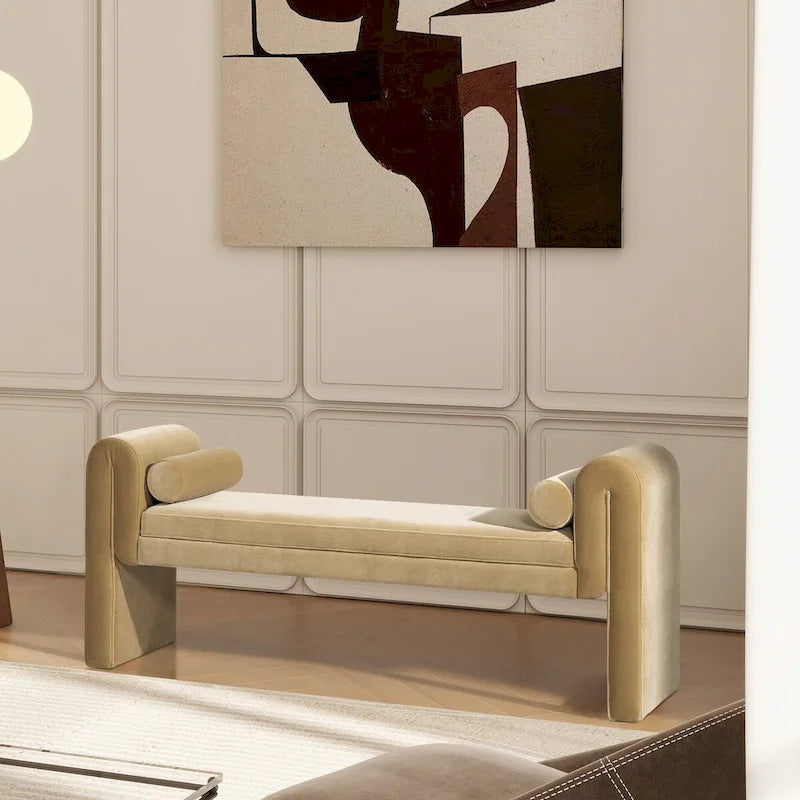 Banc d'entrée Mason 60.5 avec accoudoirs arqués et revêtement en velours