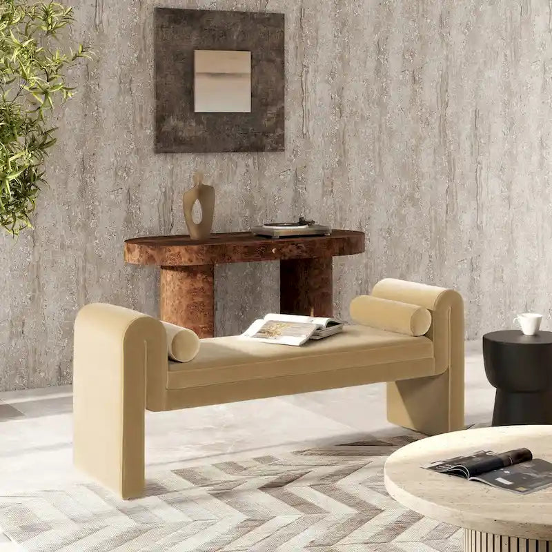 Banc d'entrée Mason 60.5 avec accoudoirs arqués et revêtement en velours