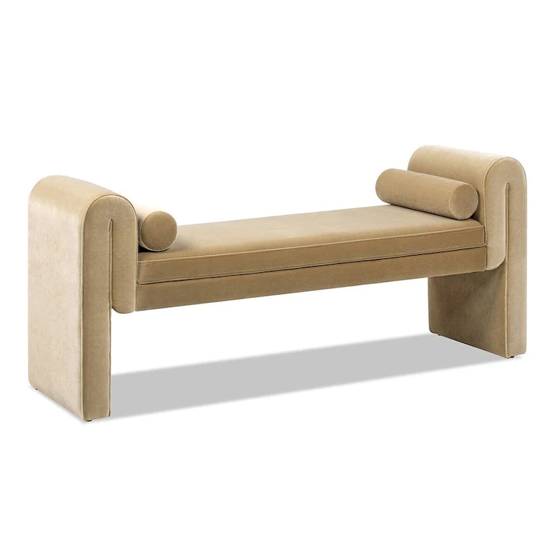 Banc d'entrée Mason 60.5 avec accoudoirs arqués et revêtement en velours