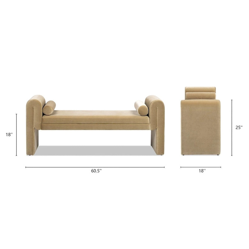 Banc d'entrée Mason 60.5 avec accoudoirs arqués et revêtement en velours