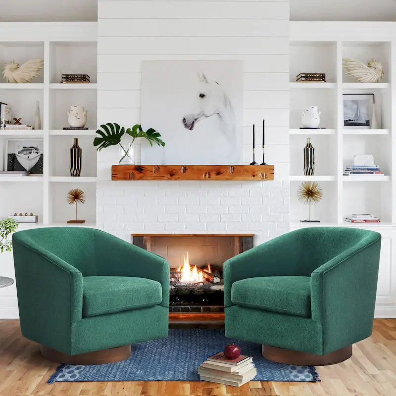 LUE BONA Ensemble de 2 fauteuils pivotants à 360° en bois rembourrés modernes pour salon