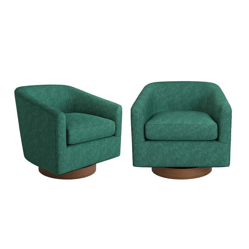 LUE BONA Ensemble de 2 fauteuils pivotants à 360° en bois rembourrés modernes pour salon