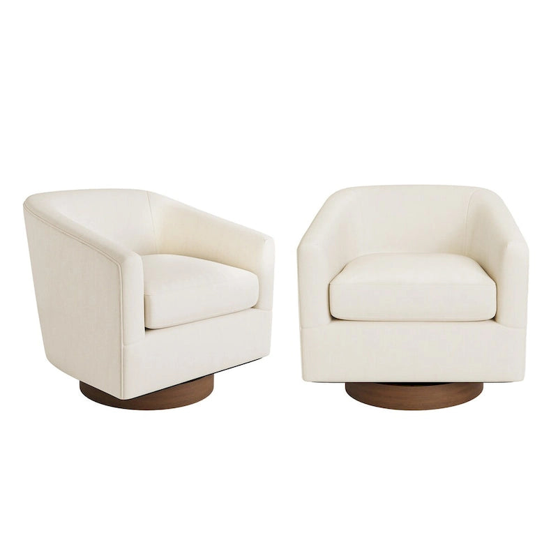 LUE BONA Ensemble de 2 fauteuils pivotants à 360° en bois rembourrés modernes pour salon