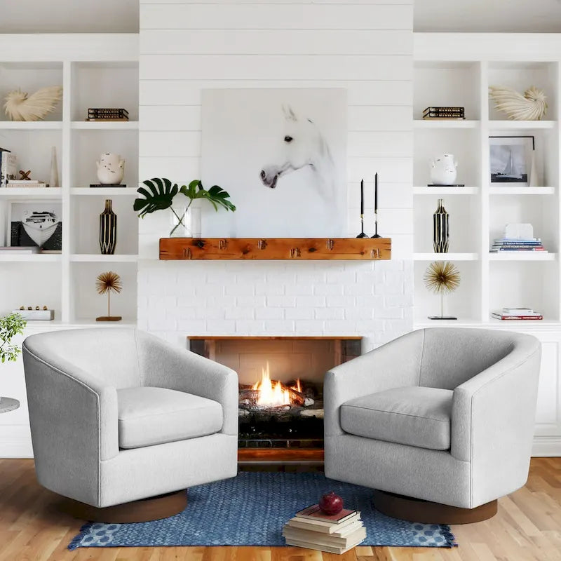 LUE BONA Ensemble de 2 fauteuils pivotants à 360° en bois rembourrés modernes pour salon