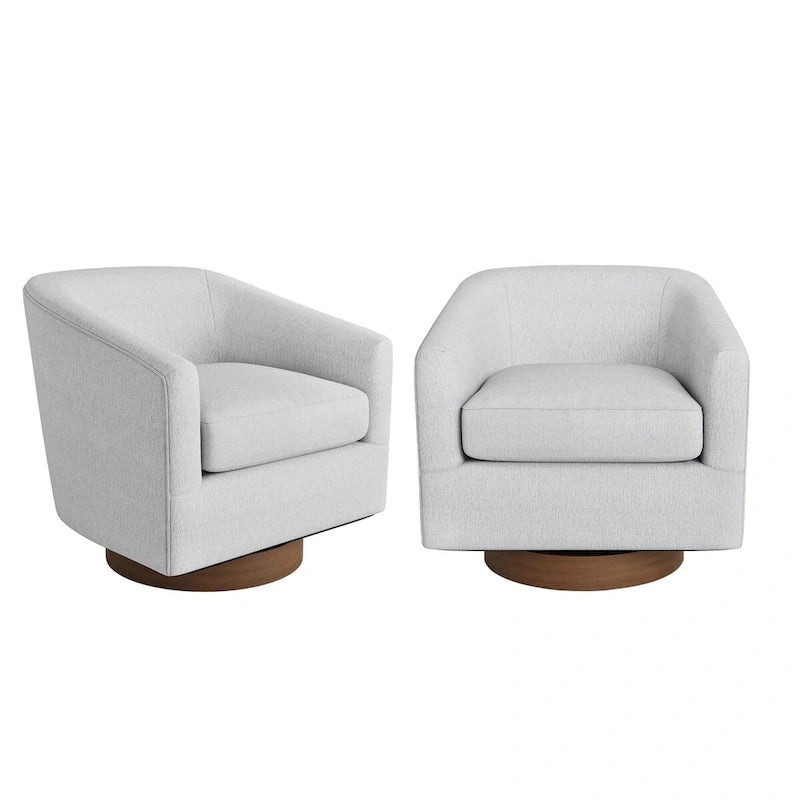 LUE BONA Ensemble de 2 fauteuils pivotants à 360° en bois rembourrés modernes pour salon