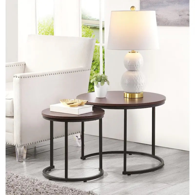 Lot de 2 tables basses gigognes modernes Ledel