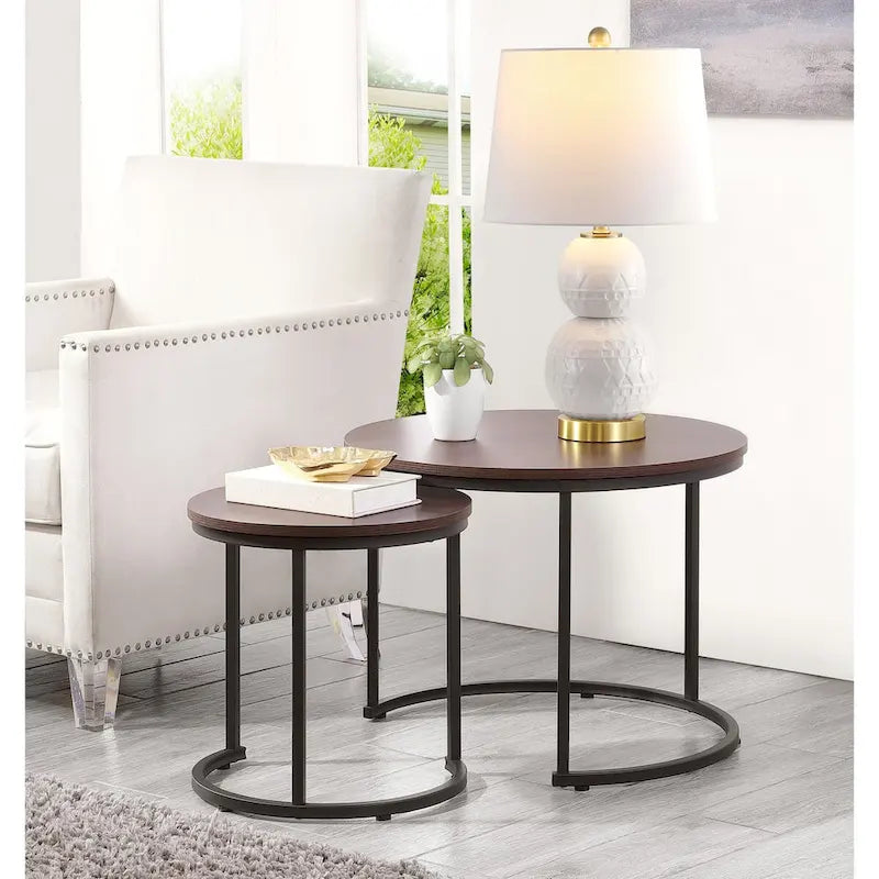 Lot de 2 tables basses gigognes modernes Ledel