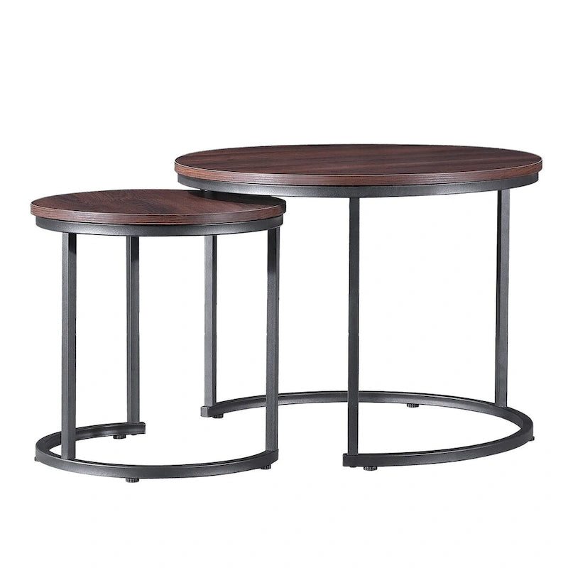 Lot de 2 tables basses gigognes modernes Ledel